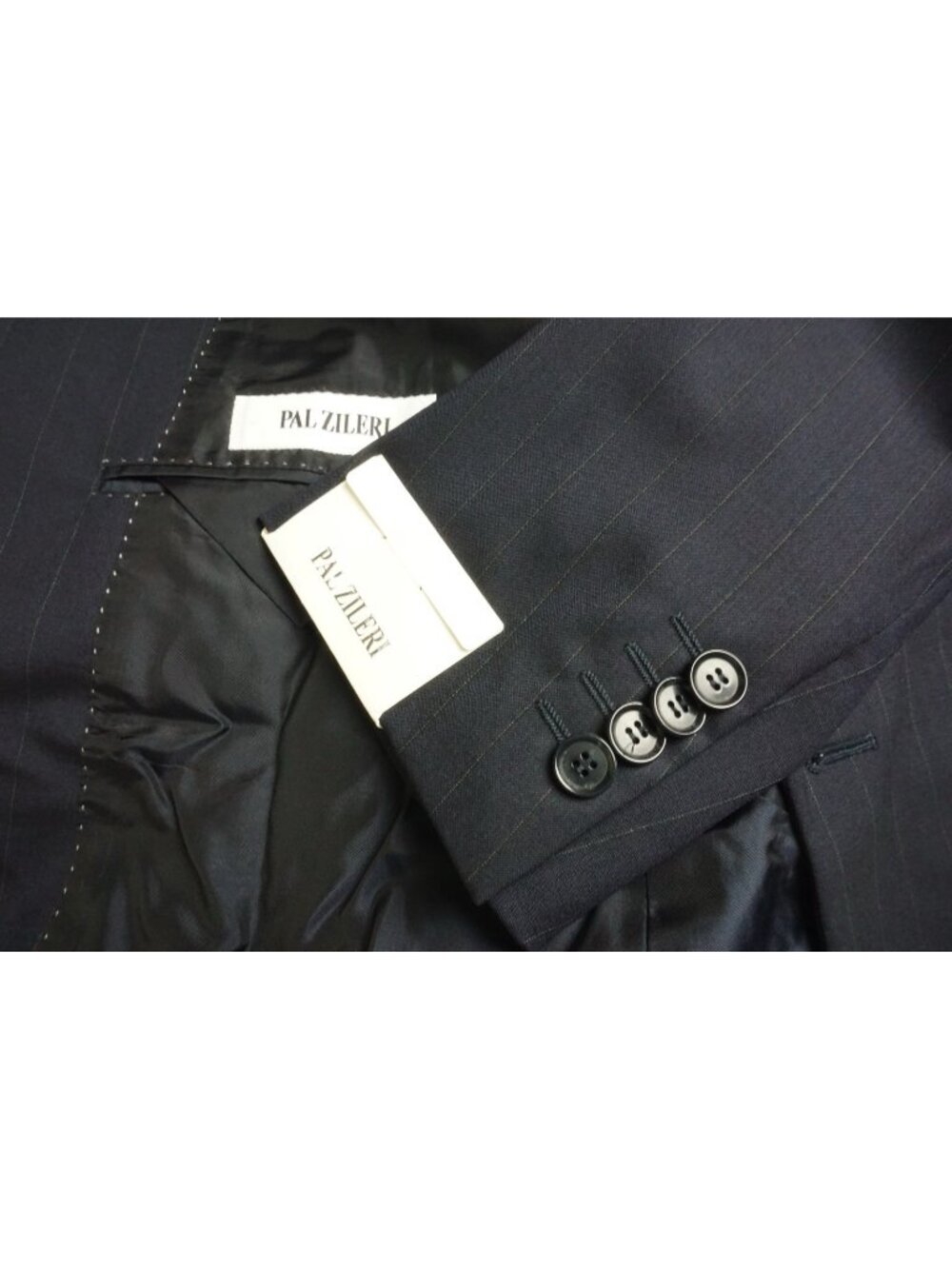 Pal Zileri Blue Pinstriped S110s Wool 2 Pc Suit Jacket Pant 46R US Brand New